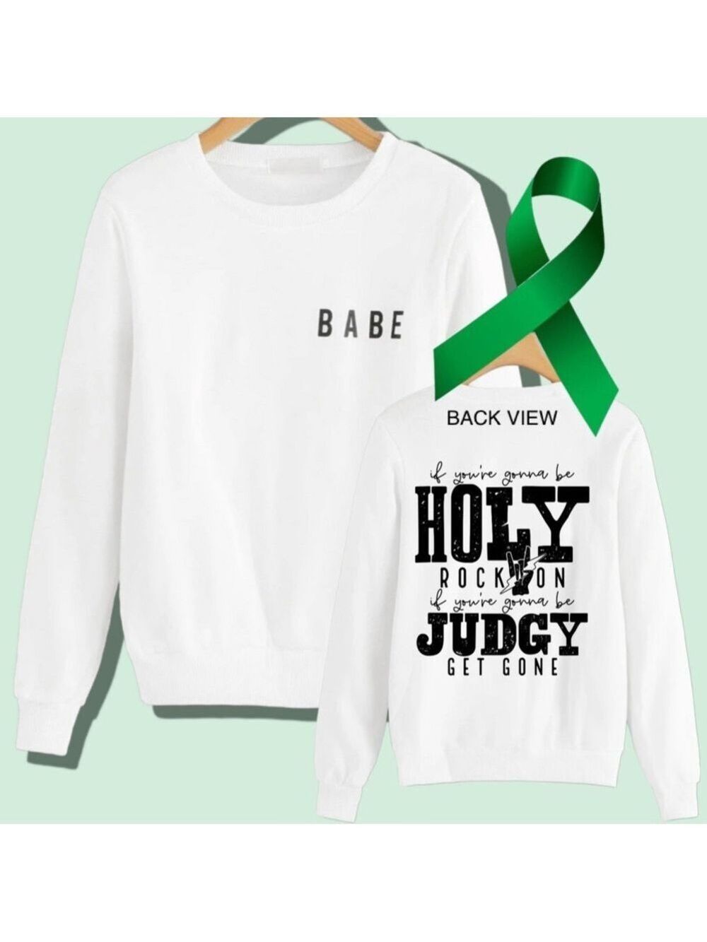 Judgy Get Gone “babe” mental health graphic crewneck sweatshirt large